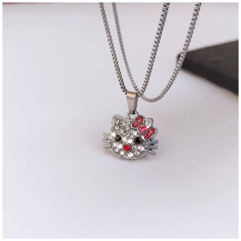 KALUNG SILVER ANTI KARAT - LUNTUR // Kalung Liontin anak Wanita model hellokitty