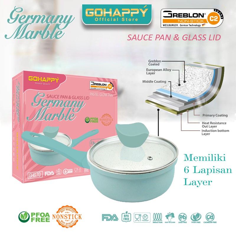 PANCI SAUCE PAN/PANCI SUSU MILK GLOW PAN GOHAPPY Germany Marble pastel pink tosca color GH-G70