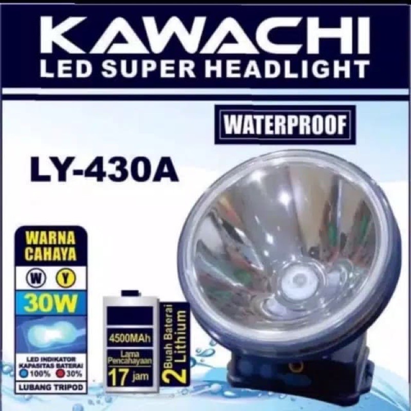 Senter Kepala Kawachi LY-430B 30Watt Putih/Kuning Waterproof