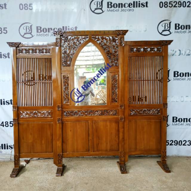 Sketsel penyekat ruangan ukiran kayu jati jepara
