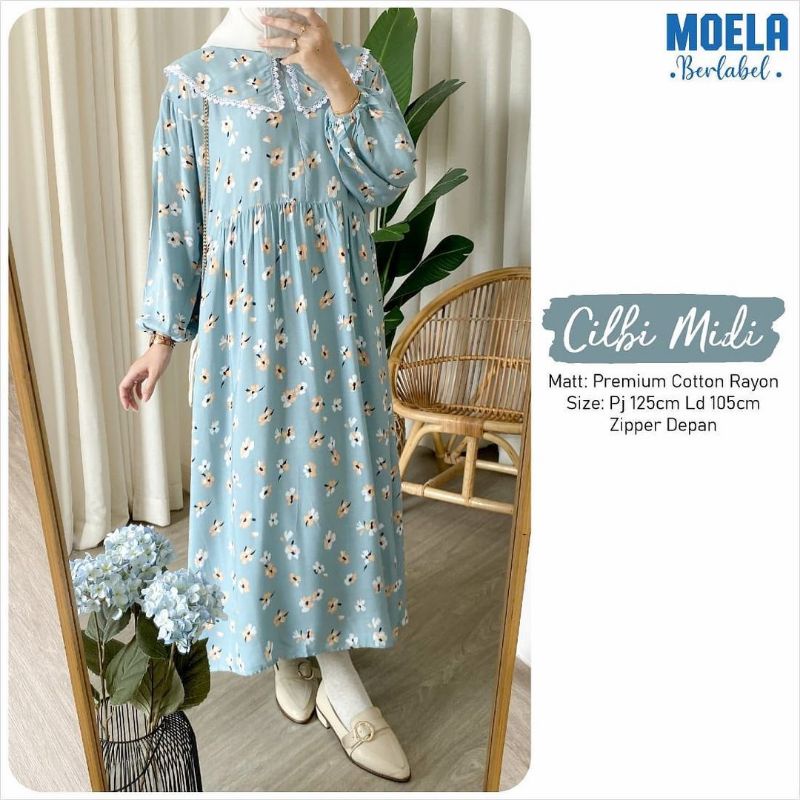 PROMO MIDI DRESS MOTIF CILBI//CILBI BIRU//MIDIDRESS VIRAL