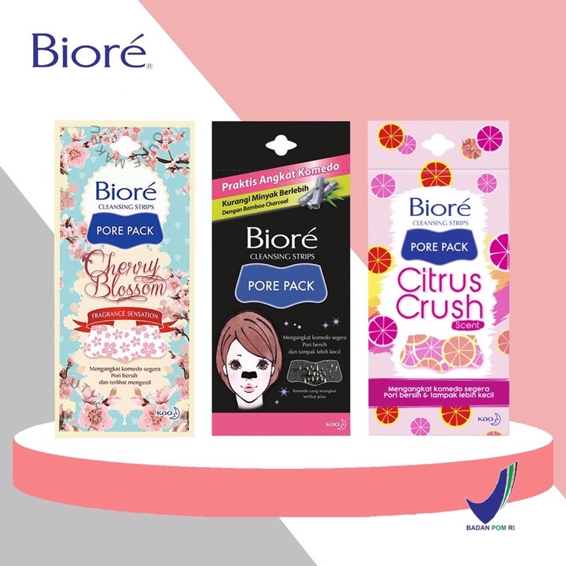 Biore Pore Pack Black/ Biore Pore Pack Cherry Blossom/ Biore Pore Pack Citrus 4s