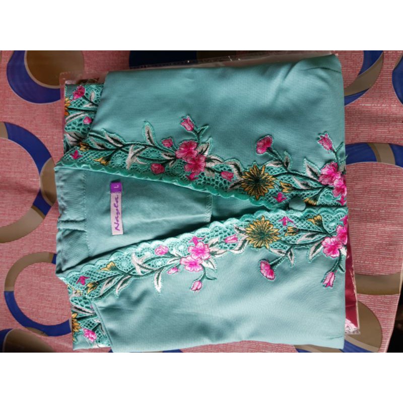 Kebaya Encim Bordir Kombinasi/Kebaya Encim Jumbo/Encim LD 120/kebaya tradisional/kebaya kartini-Hijau Mint