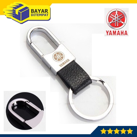 Gantungan Kunci YAMAHA KULIT Sepeda Motor Mobil Gantung Besi Metal Alloy Keychain Leather