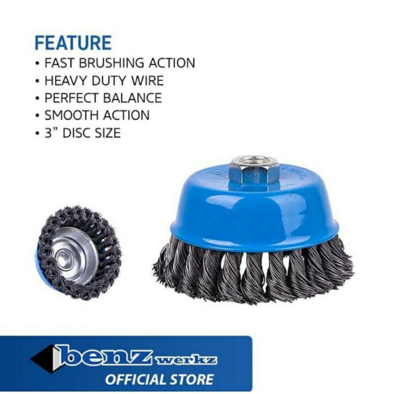 Sikat Kawat Mangkok Benz 3" Kepang