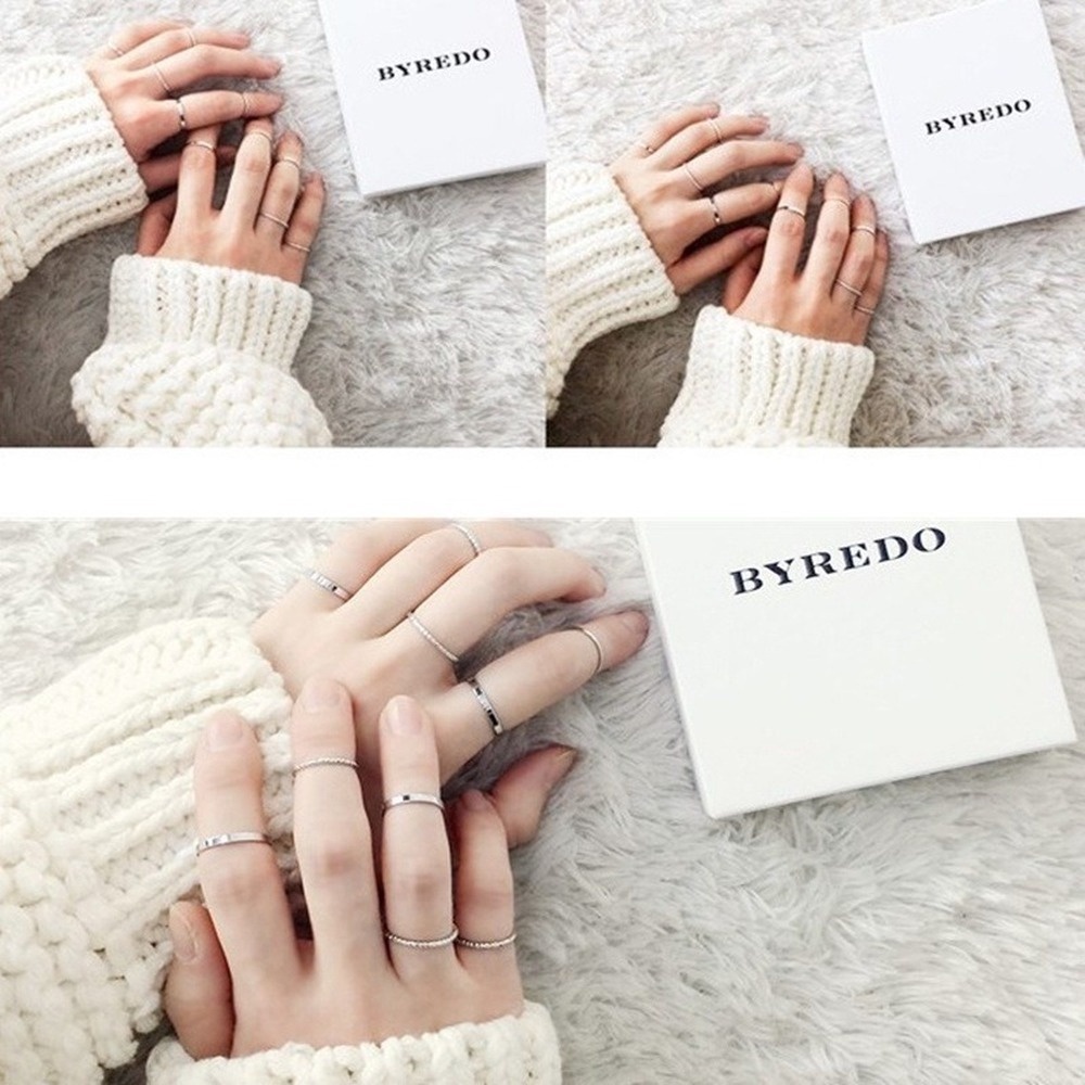 10 Pcs/pack Personalized Thin Finger Ring Joint Ring Fashion Index Finger Decoration Female Ladies Korean