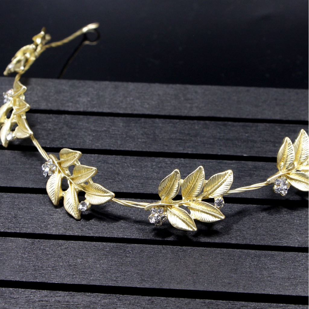 Daun Emas Bentuk Daun Aksesoris Rambut Berlian Imitasi Shopee Indonesia