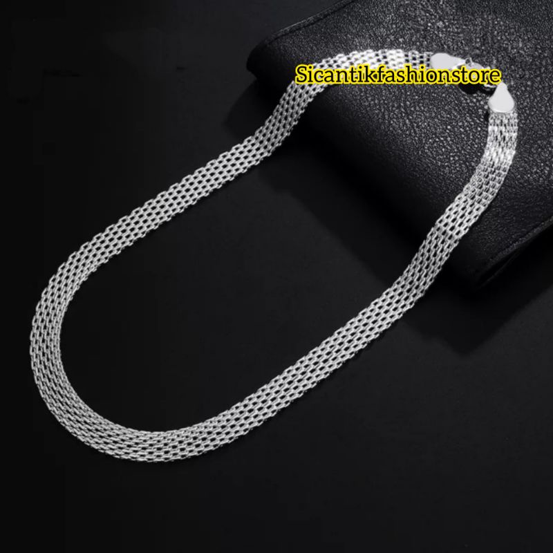 Gelang Wanita Terbaru Terlaris Model Tikar Warna Silver 18CM Anti Karat selamanya Gelang Titanium Wanita Model Tikar Warna Silver Gelang Wanita Kekinian