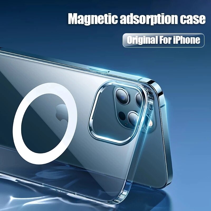 Magnetic ring wireless charging magnetic case for iphone 11 12 13 pro max mini xr x xs max 7 8 plus se 2020 all-inclusive transparent case