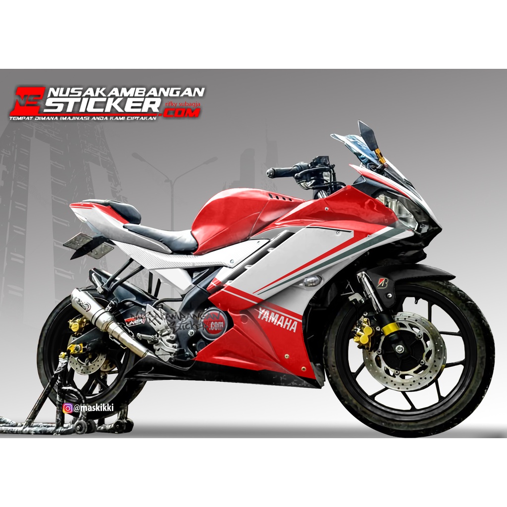 Decal Stiker Motor Yamaha R15 V2 Full Body Merah Putih Grafis Racing Team Sticker Variasi Custom Bah