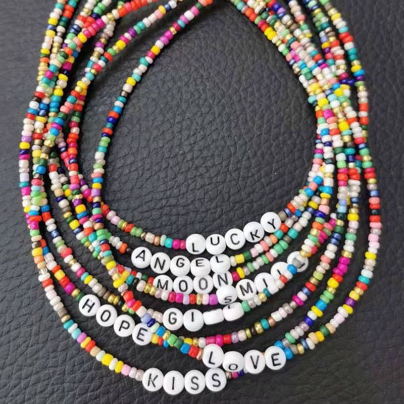 Bahasa Inggris huruf warna penahan kaca manik-manik kalung cinta kalung DIY ornamen