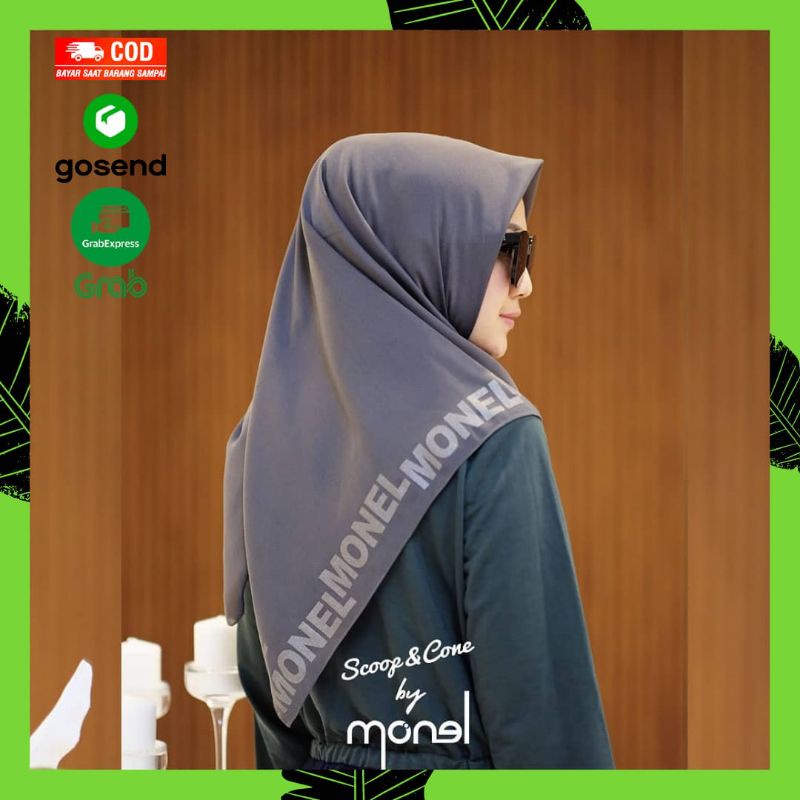 Kerudung Hijab Jilbab Monel Gliter Grey Ori Voal Segi Empat by Scoop&Cone