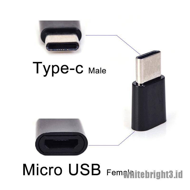 &lt; White3 &gt; Adapter Konverter Charger Micro USB Female Ke Tipe-C Male