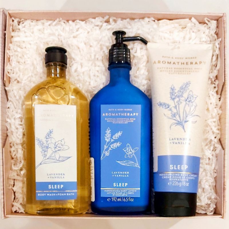 BBW AROMATHERAPHY SLEEP LAVENDER + VANILLA GIFT SET PAKET BATH &amp; BODY WORKS