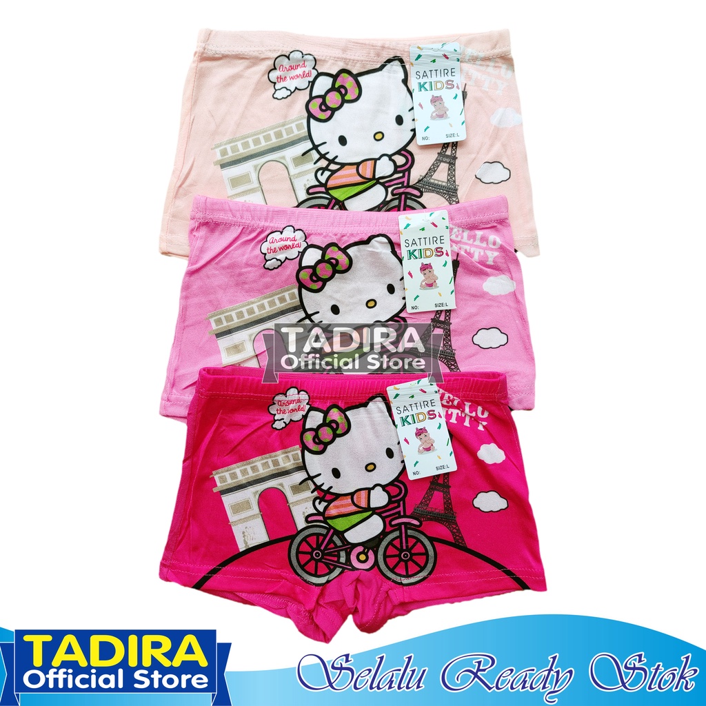 3 Pcs Celana Boxer Anak Perempuan Gambar Kartun Celana Dalam Boxer Karakter Bahan Super Lembut TADIRA