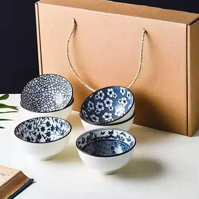 Mangkok Keramik Jepang Mangkuk Set Souvenir Nikahan 4 Pcs
