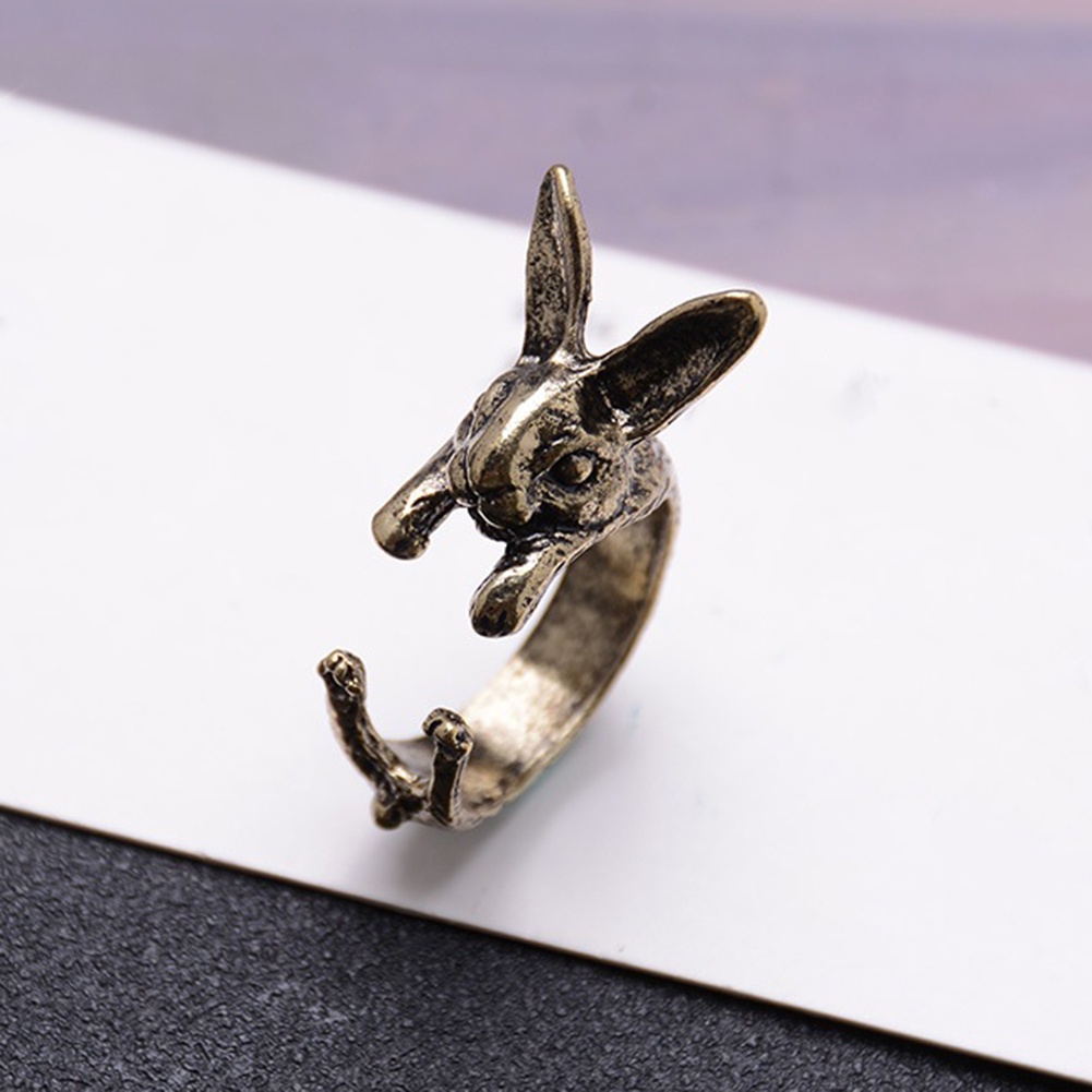 Hu Hu Hu Hu Hu Alat Bantu Pasang Kacamata♡ Cincin Model Terbuka Desain Kelinci Gaya Vintage Untuk Hadiah Ulang Tahun