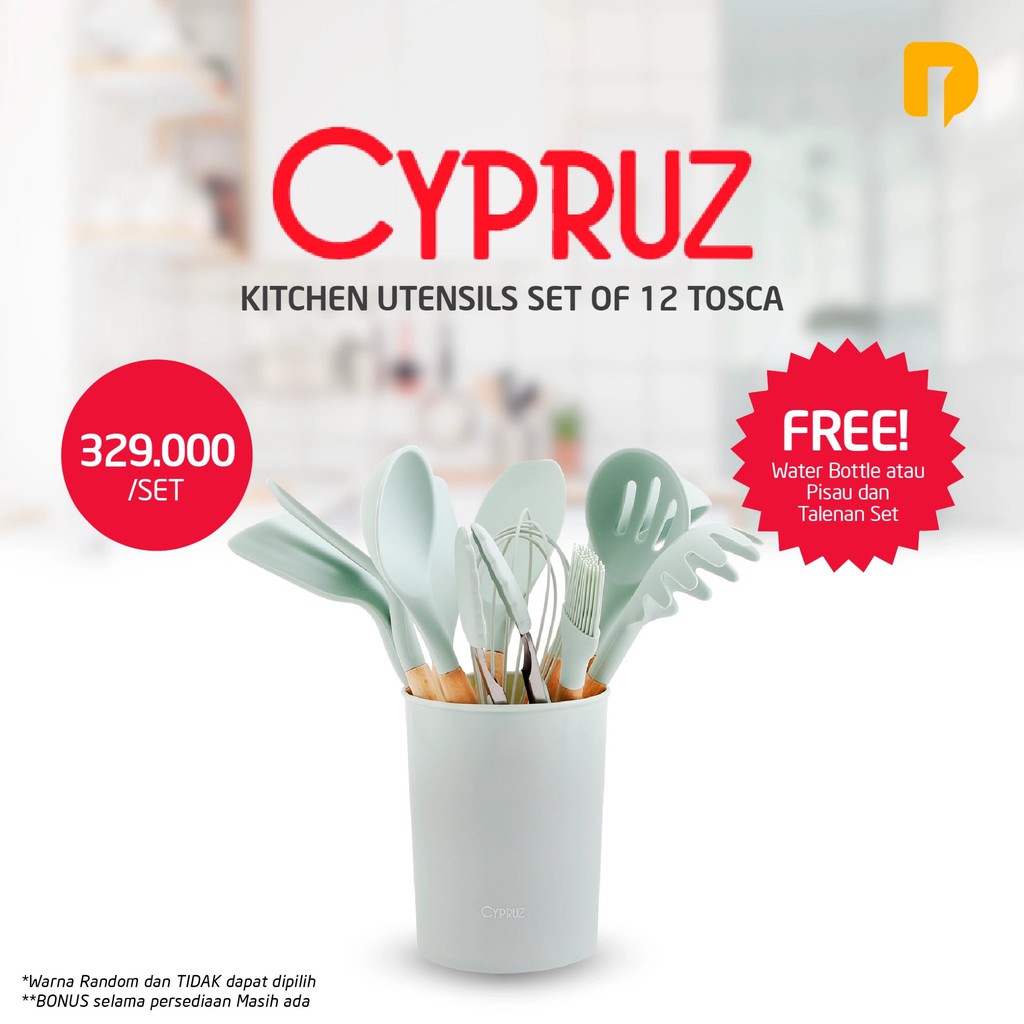Cypruz Kitchen Utensil Set Peralatan Masak Silikon Anti Panas