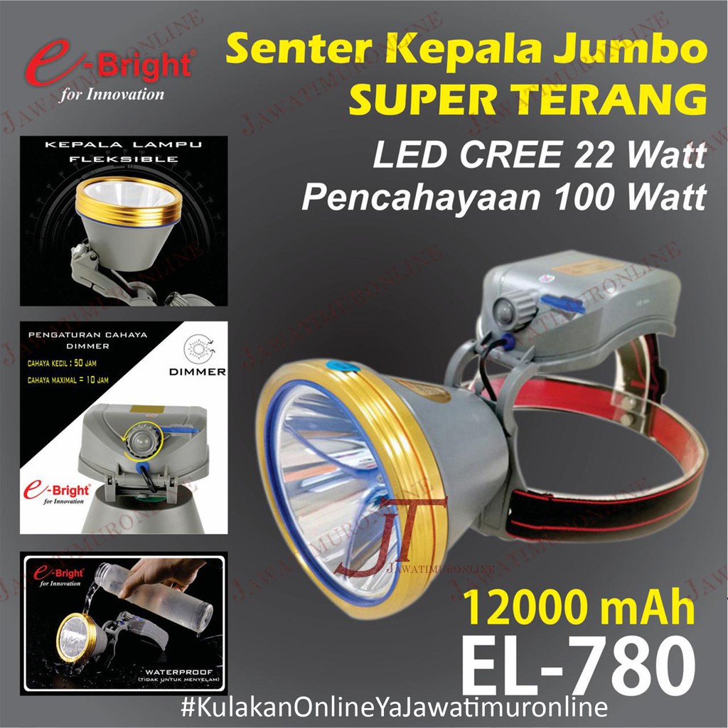 Senter Kepala Outdoor Watt Besar / Senter Kepala eBright 780