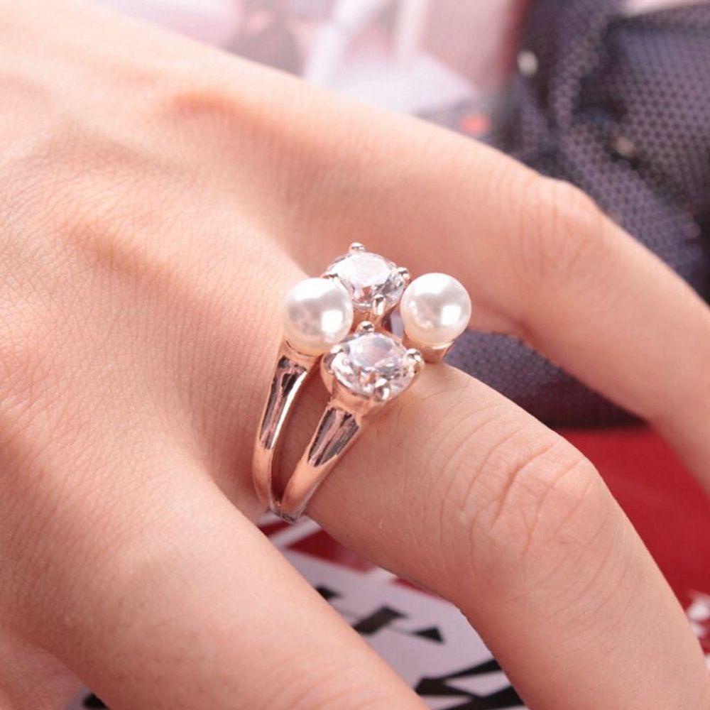 Nickolas1 Cincin Perhiasan Lady Fashion Kristal Terbuka Dapat Disesuaikan