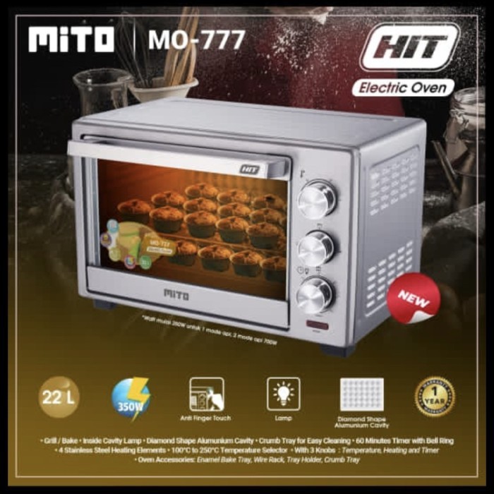 MITO OVEN LISTRIK 22LITER MO 777 - Hit Electrik Oven Listrik 22L 350W new