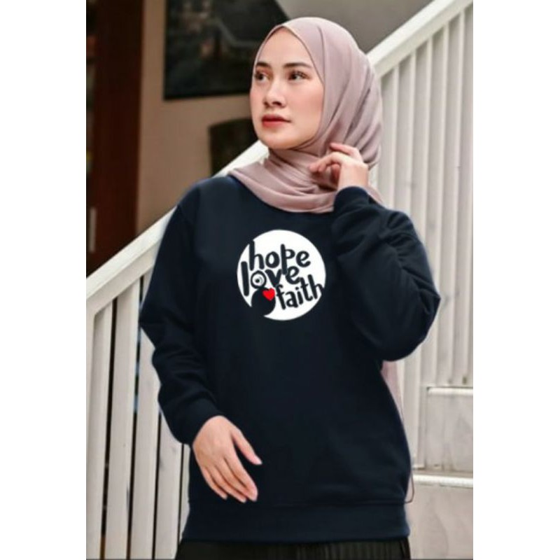 Kaos Lengan Panjang HOPE LOVE BULET / Kaos Sweatshirt / Atasan Wanita / Atasan Wanita Lengan Panjang