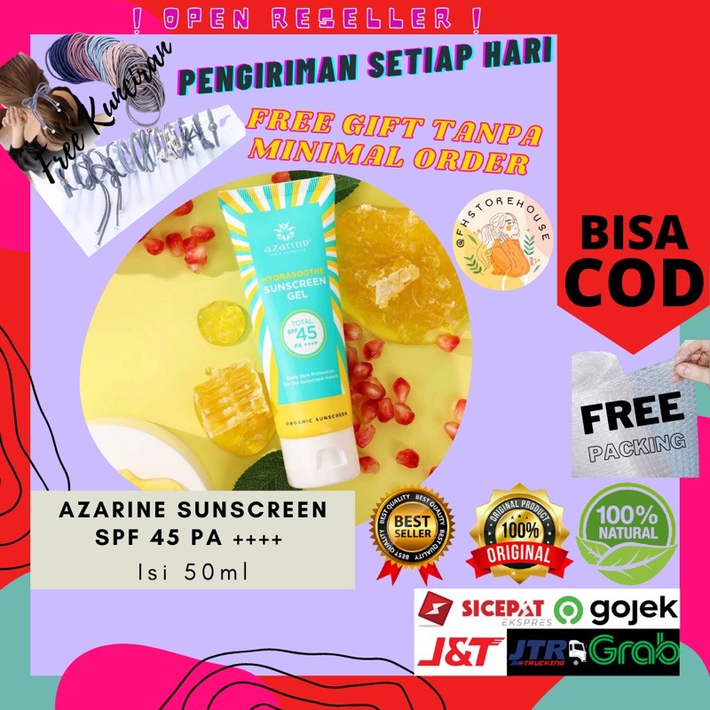 [BUY 1 GET 1 MASKER] BPOM READY AZARINE SUNSCREEN GEL AZARINE SUNSCREEN SPF 45+ PA AZARINE SUNSCREEN