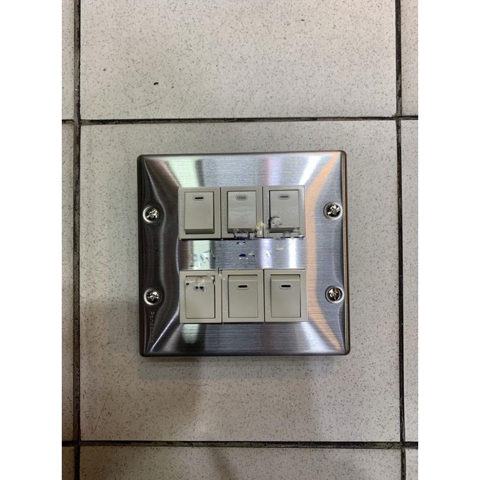 Bagus Saklar Grid Switch 6 Gang Frame Stainless Panasonic Diskon