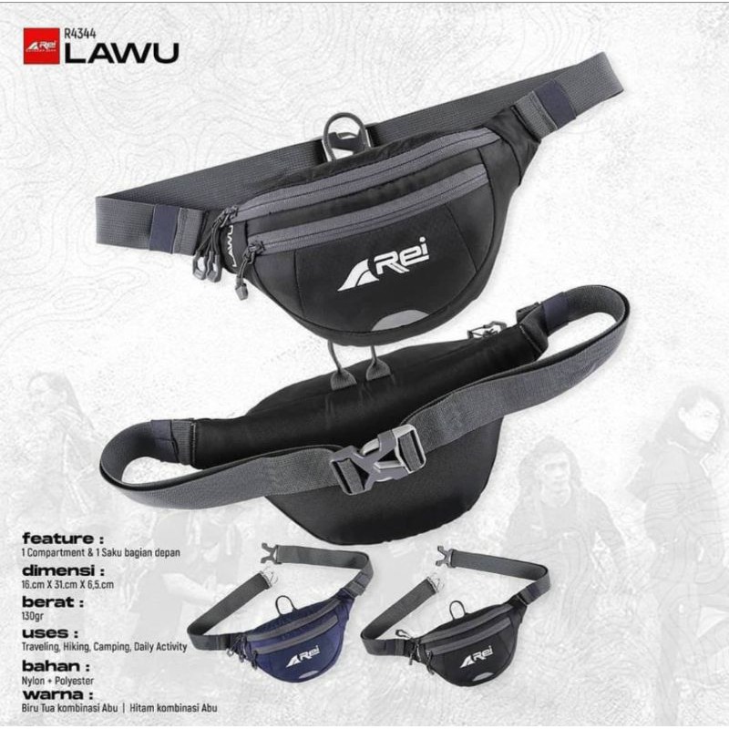 Tas Pinggang Pria LAWU Arei OutdoorGear - Tas Selempang Pria Rei LAWU - Waist Bag Pria Rei LAWU