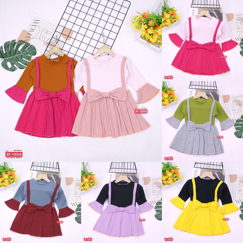 Overall Kirei uk 1-2 Tahun / Dres Lengan Panjang Anak Perempuan Baju Gaun Pesta Adem Import Murah