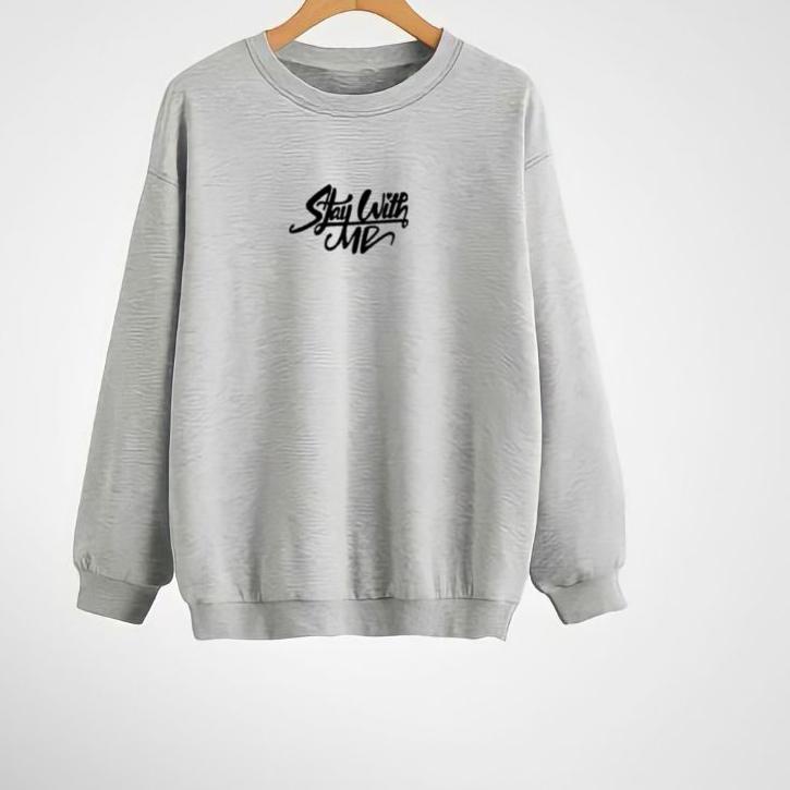 Bagus Dipakai.. Crewneck Pria Wanita Stay With Me Basic Sweater Japan sweater kerah tinggi pria xxl 