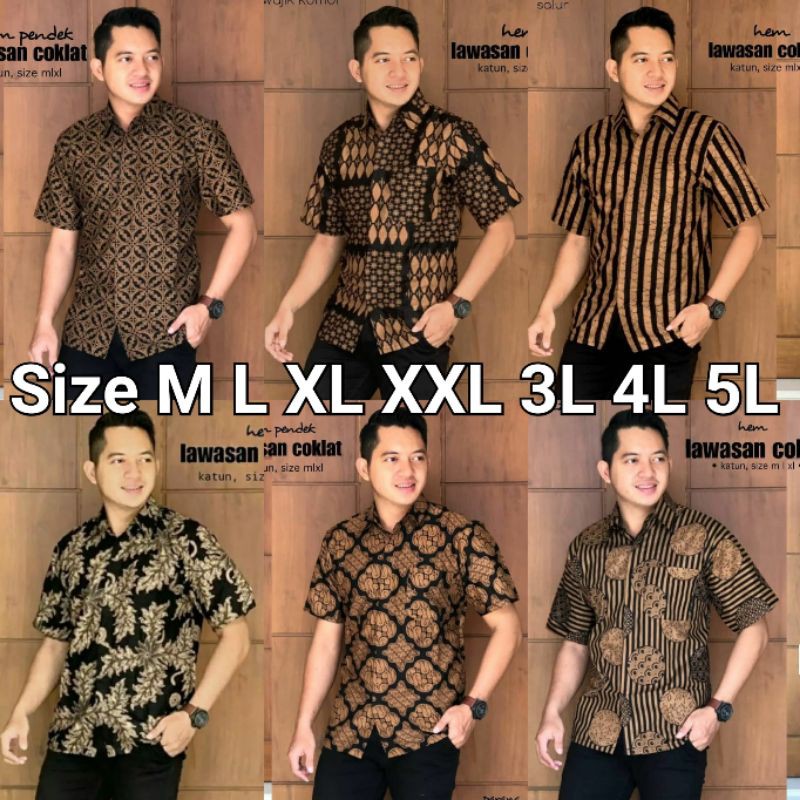 KEMEJA BATIK PRIA M L XL XXL XXL 3L 4L BAJU BATIK PRIA LENGAN PENDEK BATIK ATASAN PRIA KANTOR MODERN