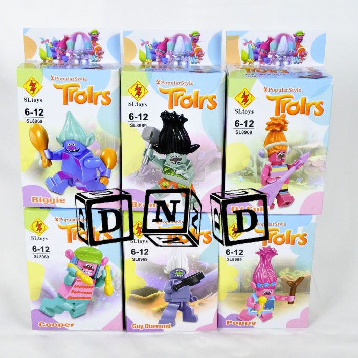 MAINAN ANAK LOGO NANO KARAKTER TROLLS ACTION FIGURE BLOCKS BY AGEN MAINAN - AM 0304