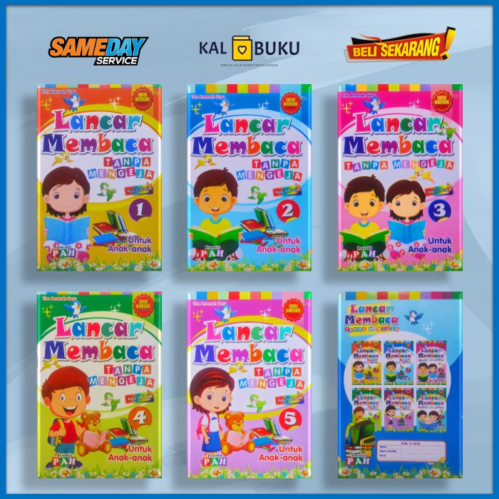 Jual Paket 1 Set Buku Lancar Membaca Tanpa Mengeja Jilid 1, 2, 3, 4, 5