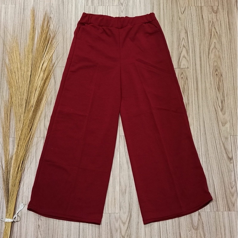 Celana Basic Panjang / Celana Casual / Celana Wafle Street / Kulot Panjang Wanita / Celana Panjang Wanita harian-MerahHati