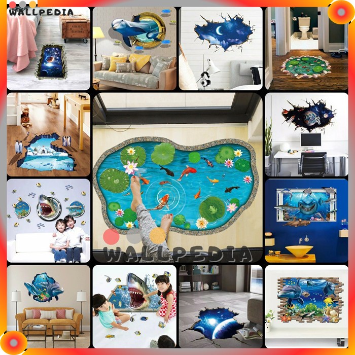 WALLPEDIA WALL STICKER PLANET 3D STIKER LUAR ANGKASA WALL STICKER FISH STIKER IKAN ASTRONOT ANGKASA