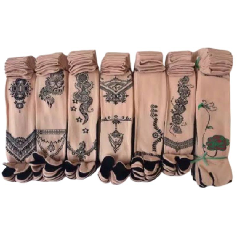 ( 6 & 12PASANG ) Kaos kaki jempol muslimah / kaos kaki 2 jari MOTif ( bahan nilon )-2