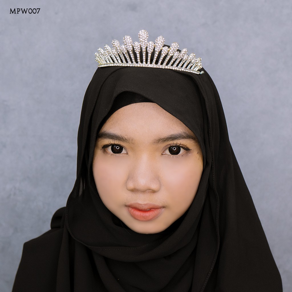 [STOK TERBATAS] MAHKOTA HIJAB WEDDING ASESORIS WANITA PUTIH SILVER MPW007