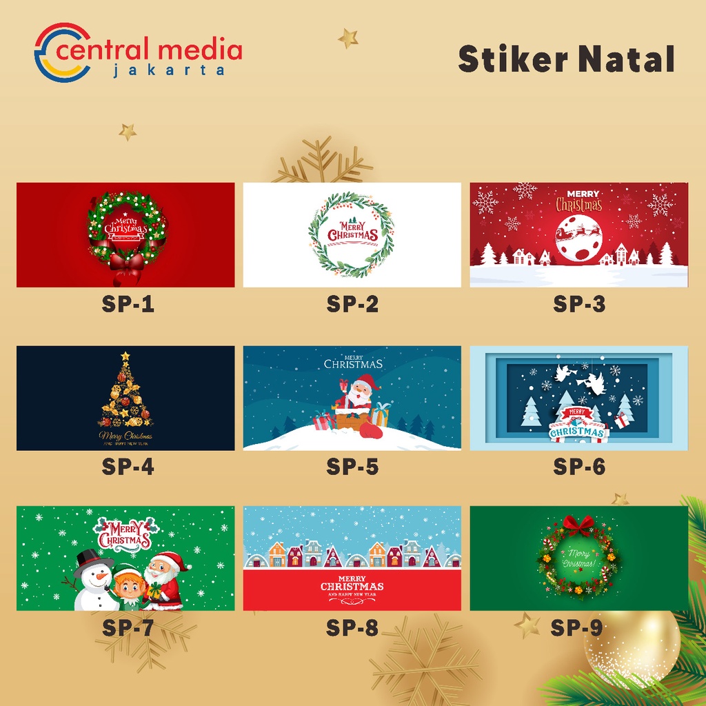 

Sticker Natal Panjang 15 Pcs CROMO Label Hampers Christmas Stiker Toples Dus Kue