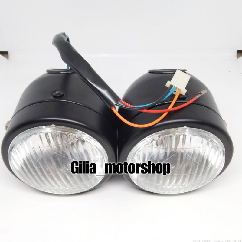 Reflektor reflector Lampu Depan Double 4.5 Inch Model Harley bohlam H4 Batok headlamp owen Caferacer Lampu Depan Vixion,cb