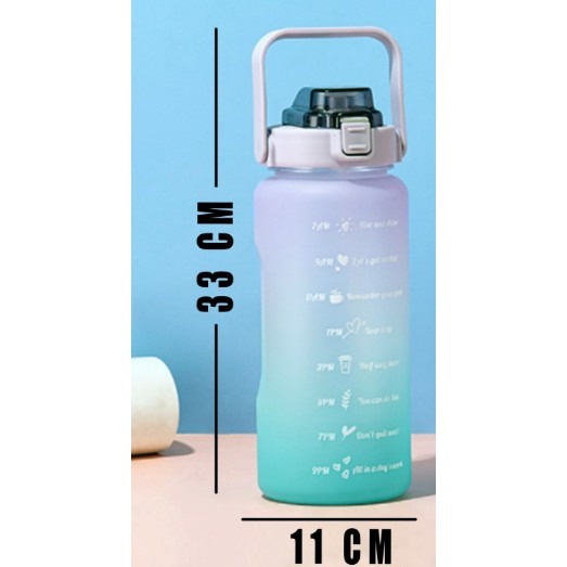 Botol Minum Botol Air Minum Motivasi Tritan Penanda Waktu 2 Liter Gradient Gradasi