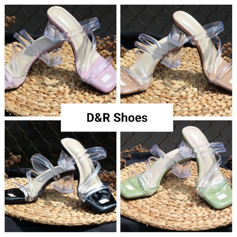D&R_002 SENDAL HIGH HEELS HAK TAHU KACA 5CM TALI JELLY /SENDAL ANDIN / SENDAL WANITA TERMURAH