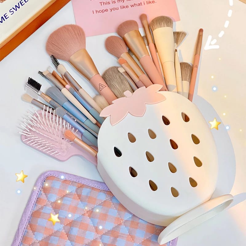 [TSS] Tempat Tirisan Sendok Garpu Motif Strawberry Lucu / Wadah Unik Motif Strawberry Serbaguna Lucu-1