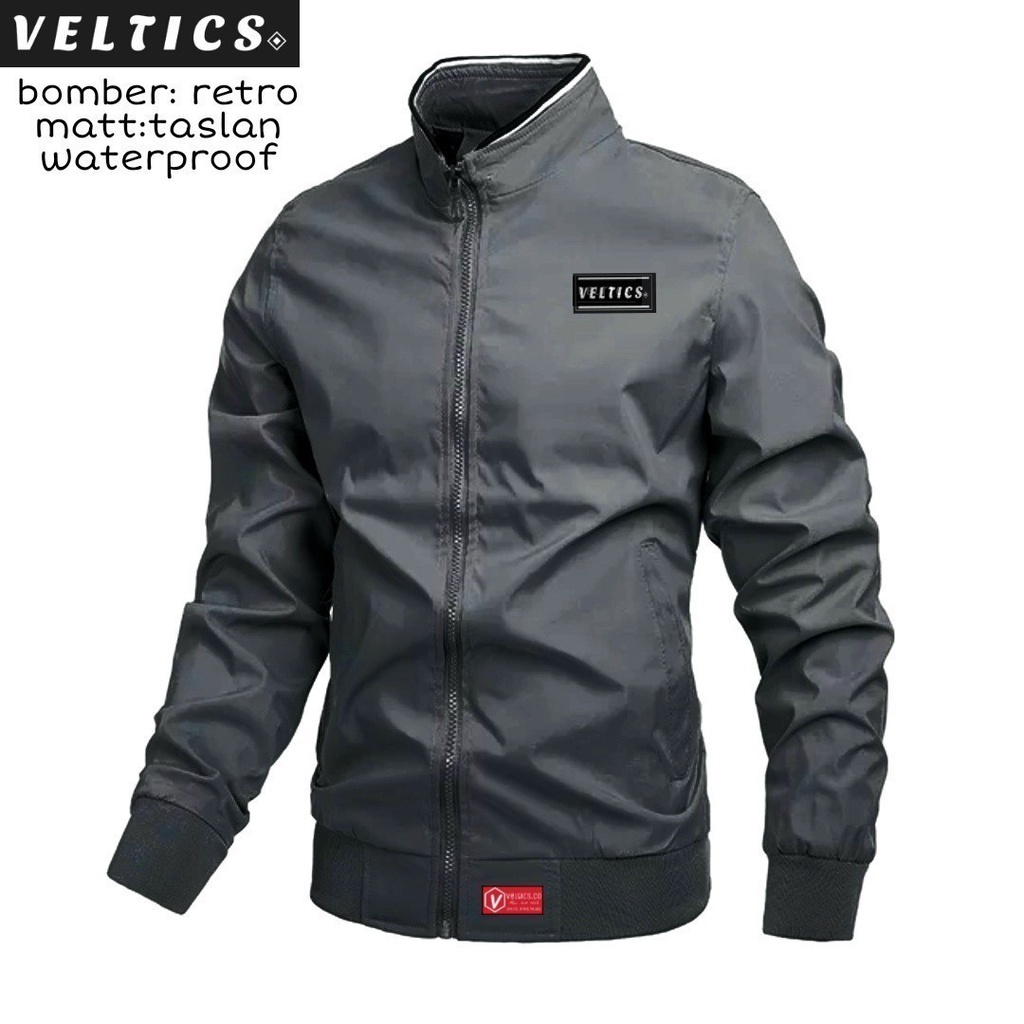 Jaket BOMBER VELTICS RETRO PLAIN Pria Wanita Original - Jaket Parasut Pria - Jaket Pria Distro Waterproof