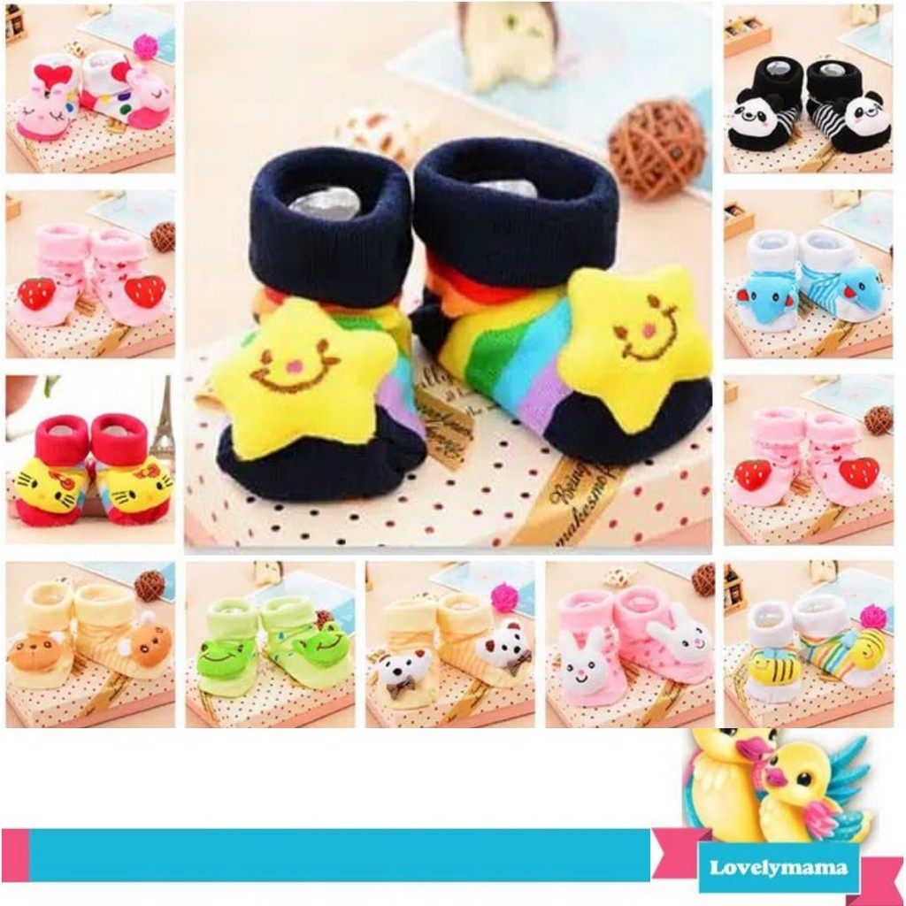 Kaos Kaki anak Bayi BONEKA cute animal 3d lucu import boy girl anti slip baby kids socks prewalker sepatu bayi