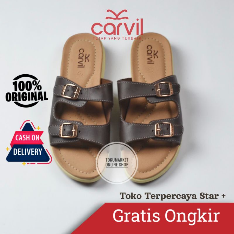 Sandal Carvil Wanita Terbaru Original 100% 2022 Sendal Cewek Remaja Dewasa Slop Selop Kekinian Murah