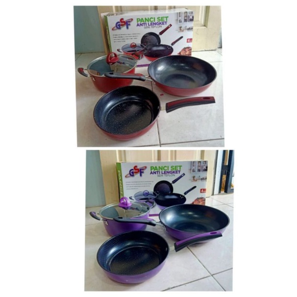 panci set gsf/veriy anti lengket / gsf - Veriy /wajan set teflon /anti lengket GSF/VERIY