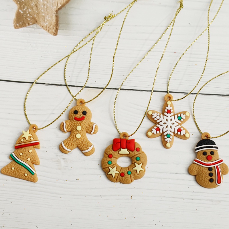 Ornamen Gantung Bentuk Gingerbread Man Dengan Lanyard Untuk Dekorasi Pohon Natal