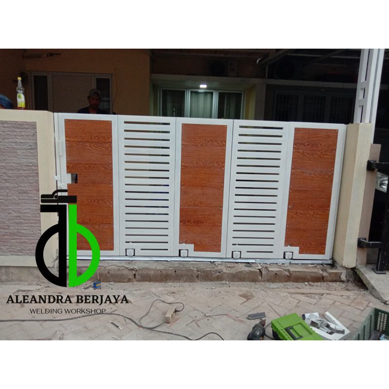 Pintu sliding/pagar sliding/minimalis/rel lengkung/rel belok/dorong/motifGRC/murah/cukup bayar DP bi