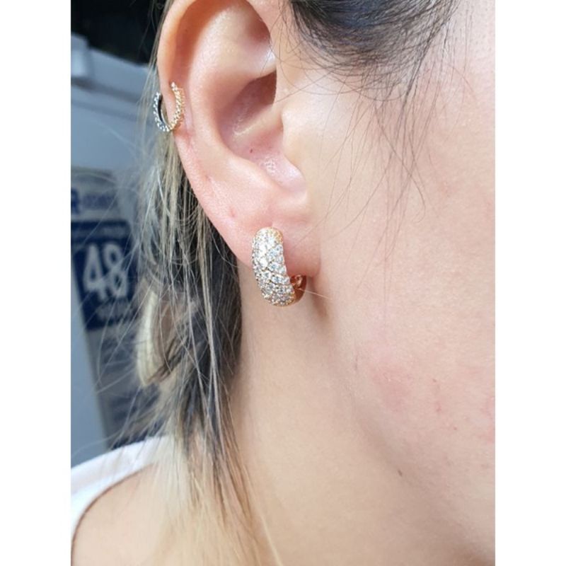 Anting Klip Full Permata Sirkon Halus Anti Karat